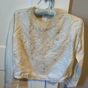 Antique Edwardian Early 20th C. Lace Silk Women's Blouse
